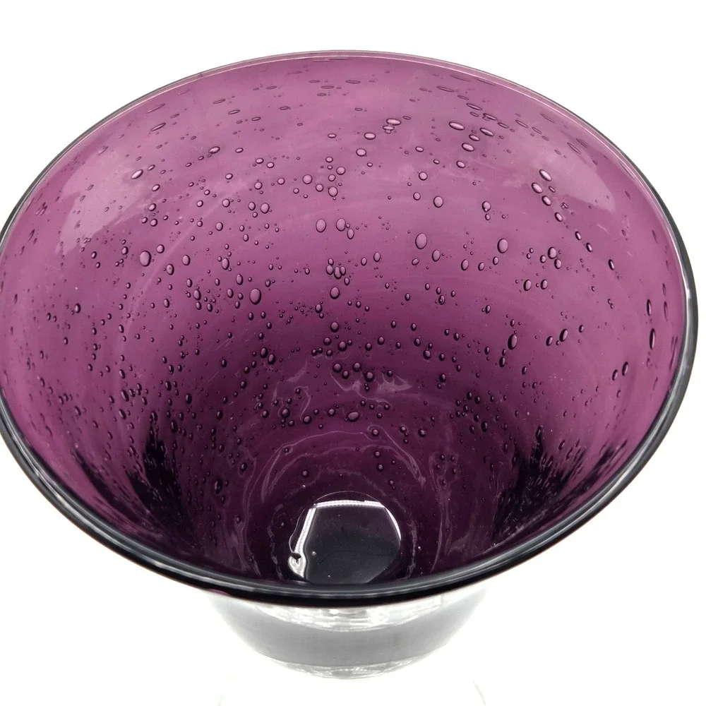 Artland Iris Amethyst Purple Plum ‎ Water Goblet with Clear Stem LOTS OF BUBBLES